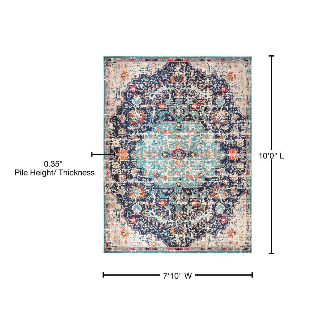 Madison MAD447 Power Loomed Indoor Area Rug - Black/Teal - 8'x10' - Safavieh