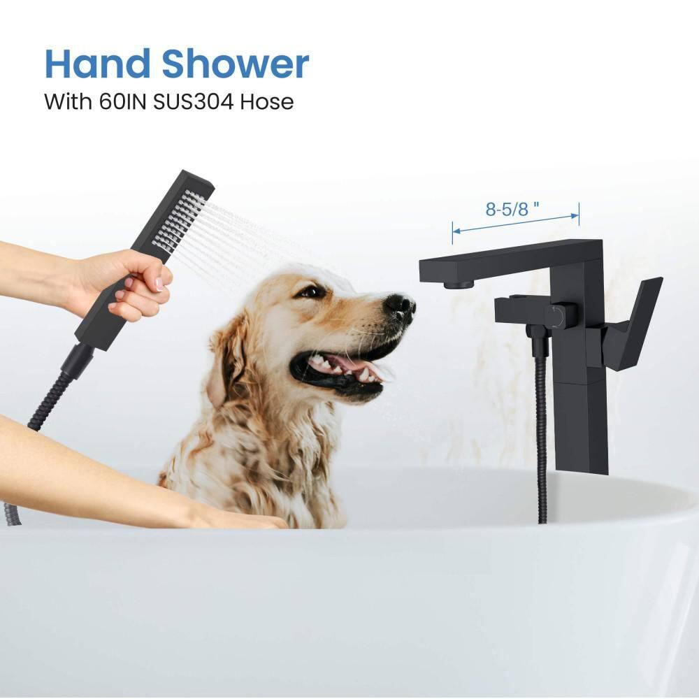 Cube Floor Tub Spout with Diverter