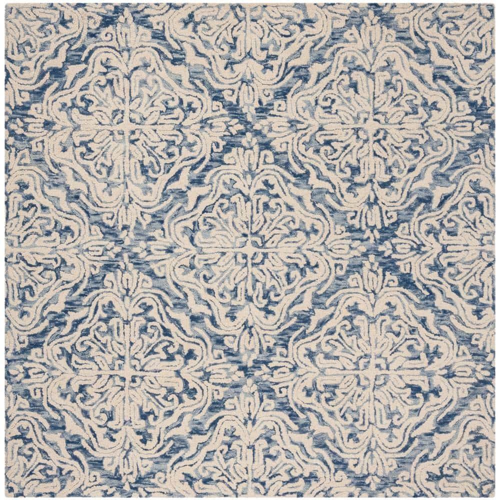 Blossom BLM103 Hand Tufted Area Rug - Blue/Ivory - 4'x4' - Safavieh.