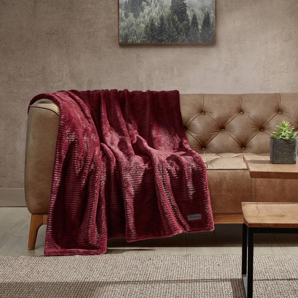 Eddie Bauer Eddie Bauer Ribbed Textured Stripe Solid Plush Throw Blanket
