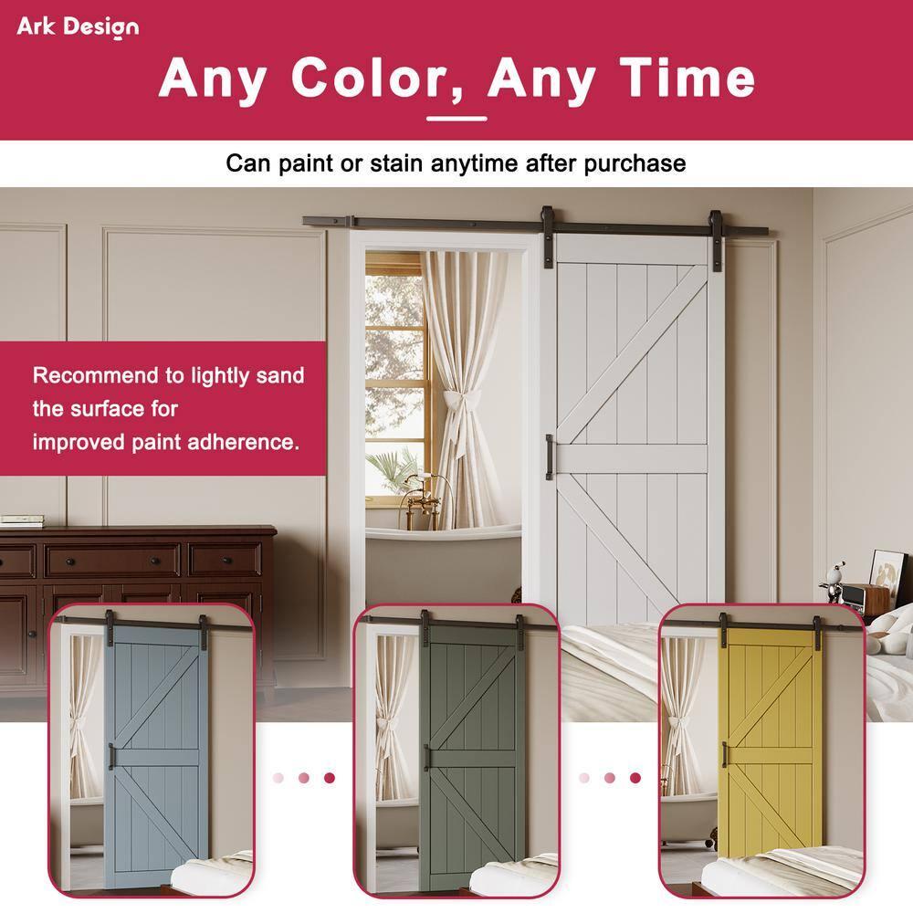 ARK DESIGN 84"H Wood and Primed Bookshelf Style Barn Door with Mounting Hardware Kit