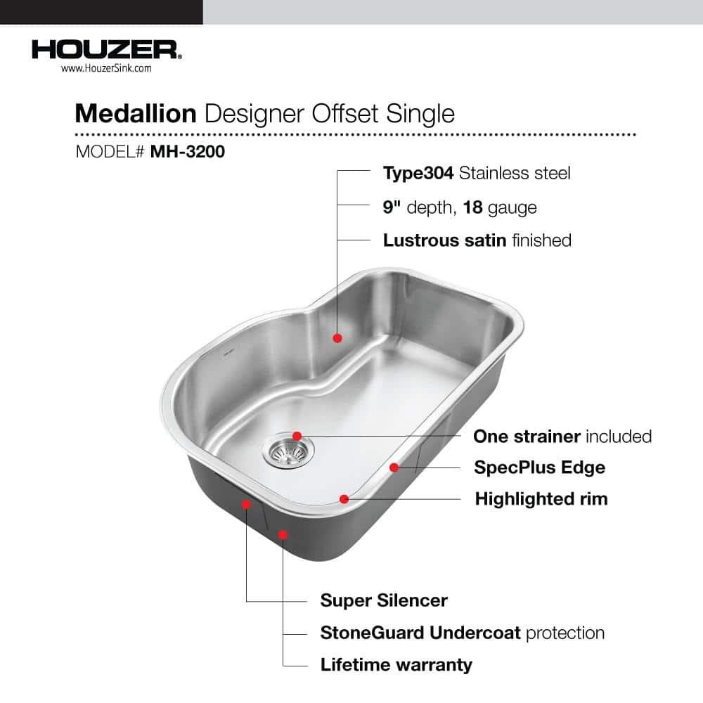 Medallion Designer 31.5'' L Undermount Single Bowl Stainless Steel Kitchen Sink