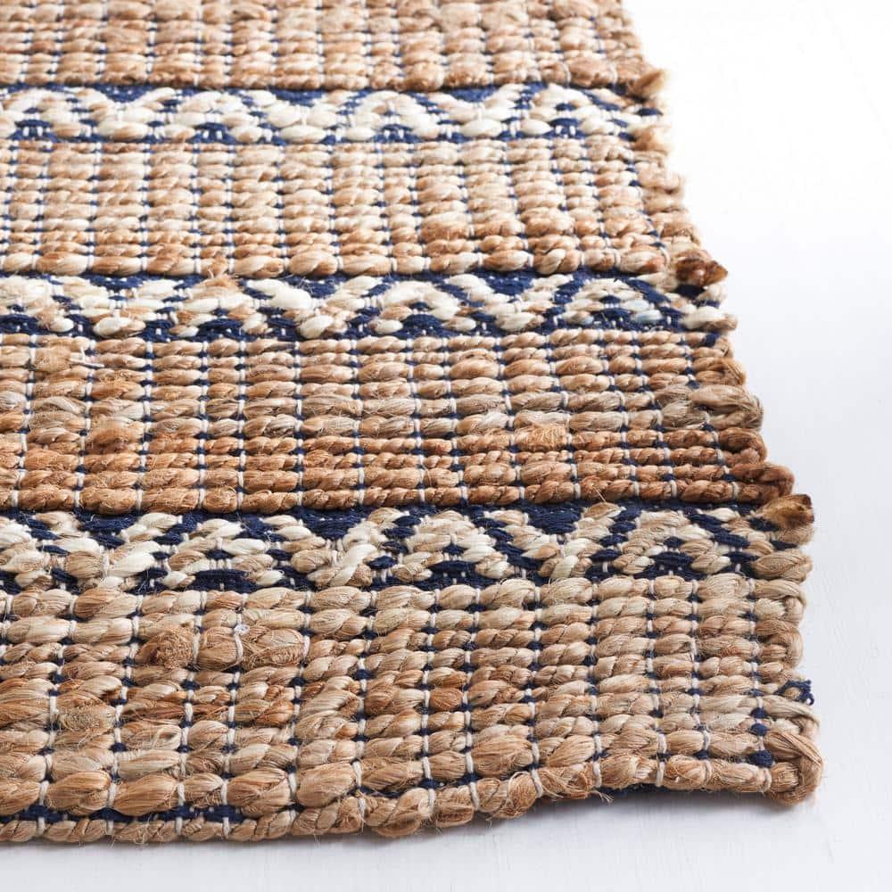 Natural Fiber NFB655 Power Loomed Area Rug - Navy/Natural - 8'x10' - Safavieh.