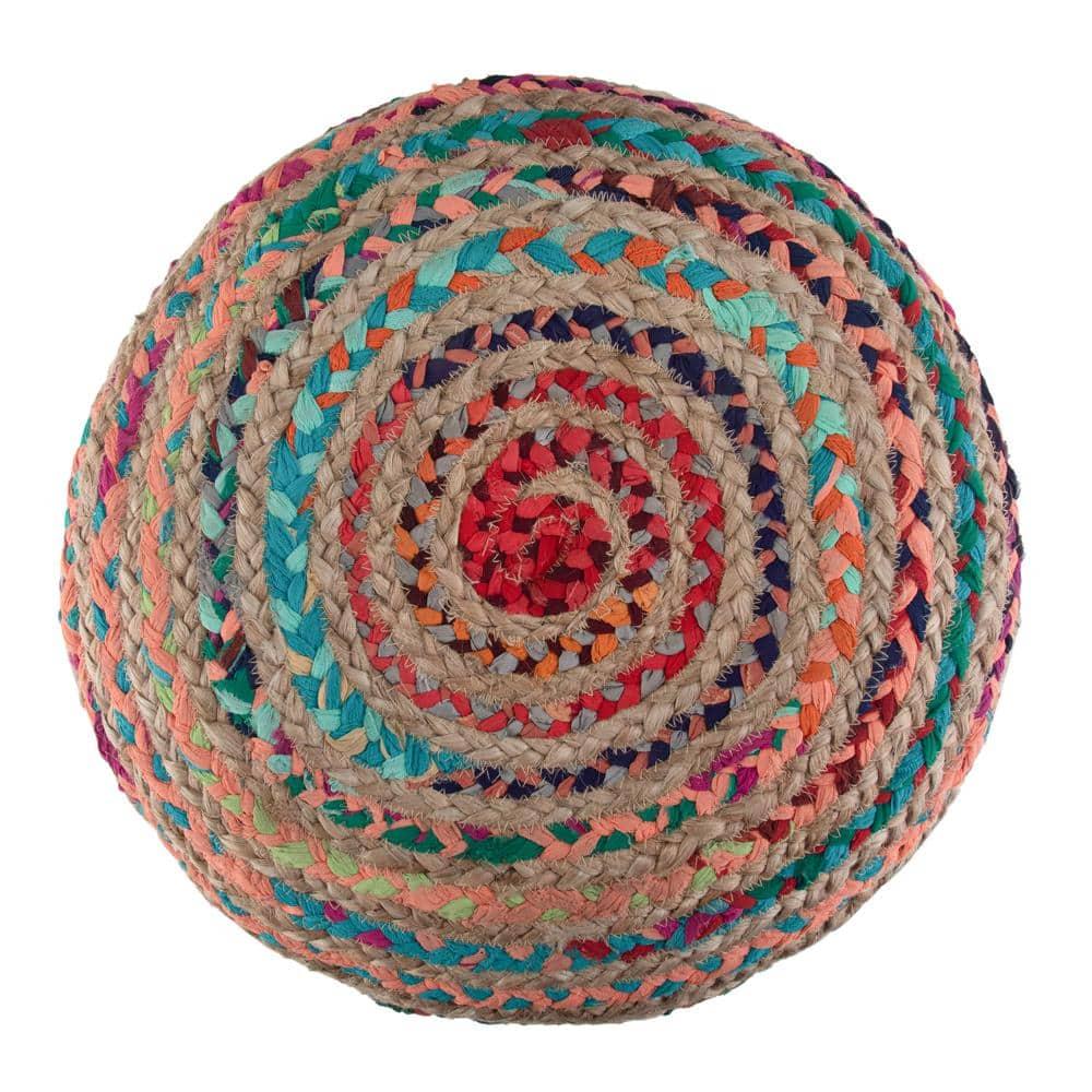 Simpli Home Margo 20"W Cotton and Jute Boho-style Pouf