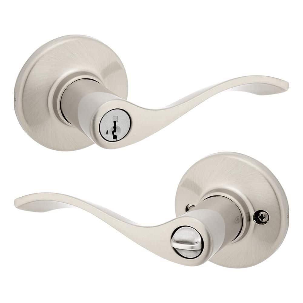 Kwikset SmartKey Security Wave Satin Nickel Entry Lever KW1 2-3/4 in.