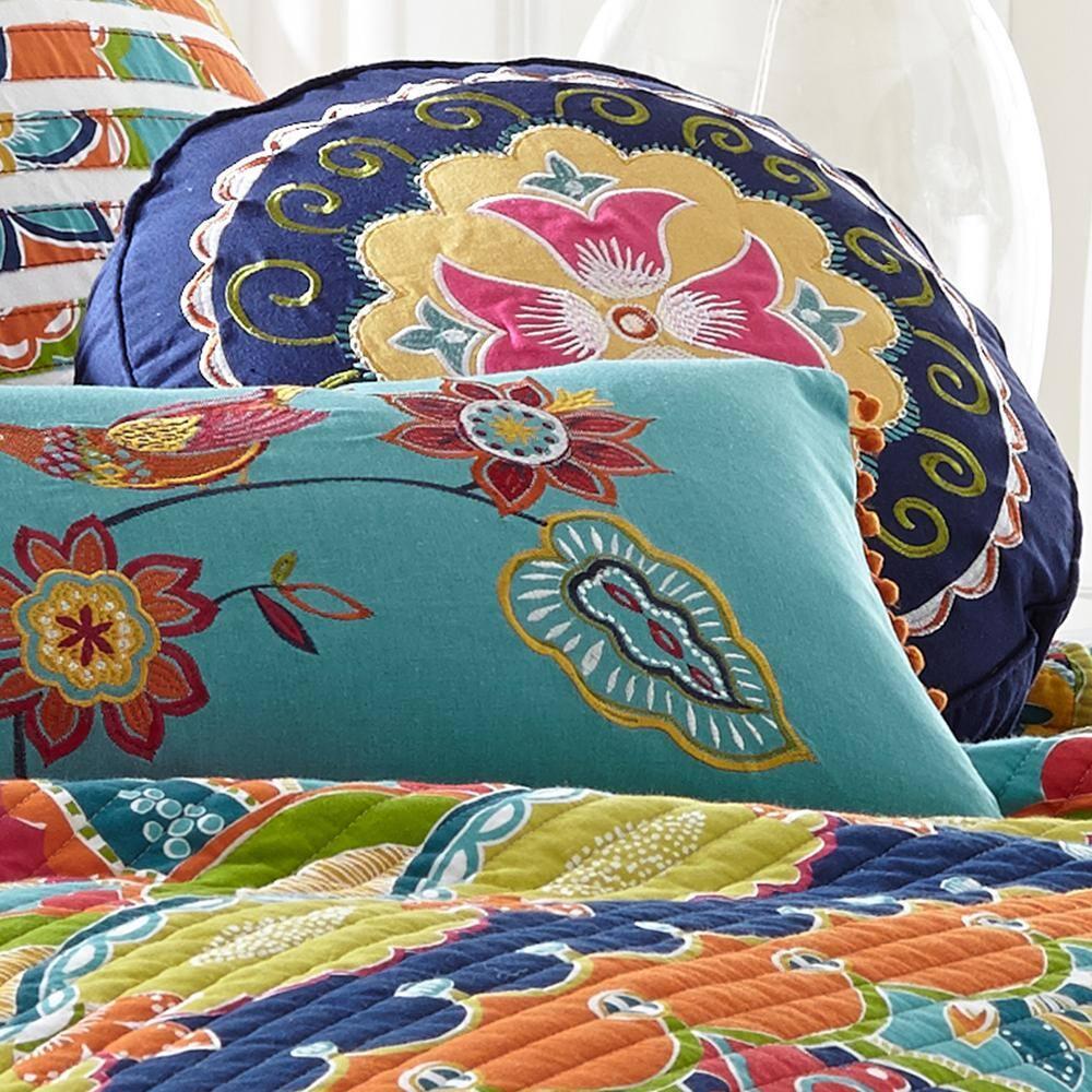 Amelie Embroidered Medallion Decorative Round Pillow - Levtex Home