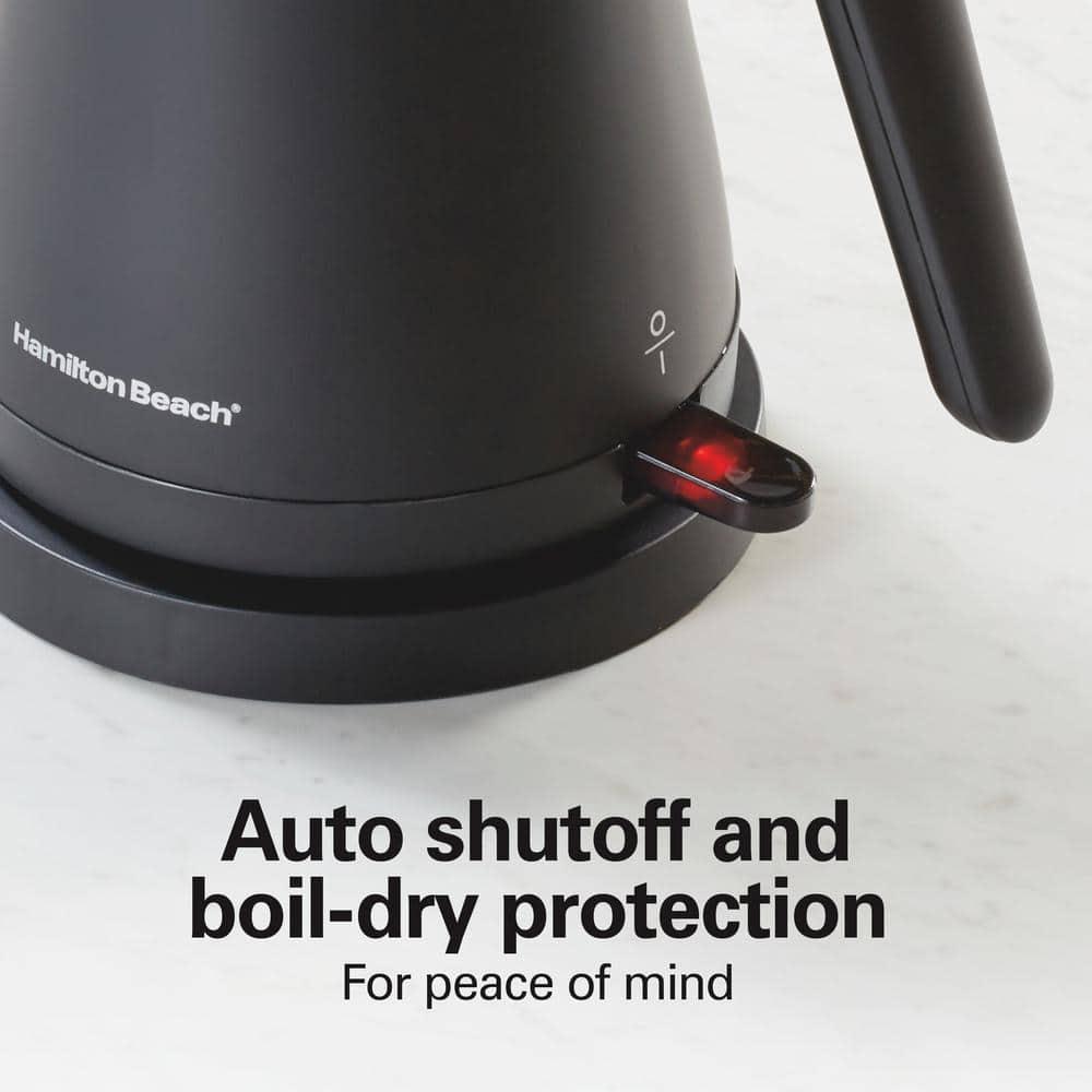 Hamilton Beach .6 Liter Gooseneck Kettle Black 41045: Electric Water Kettle, Stainless Steel, 1200W, Hand Wash
