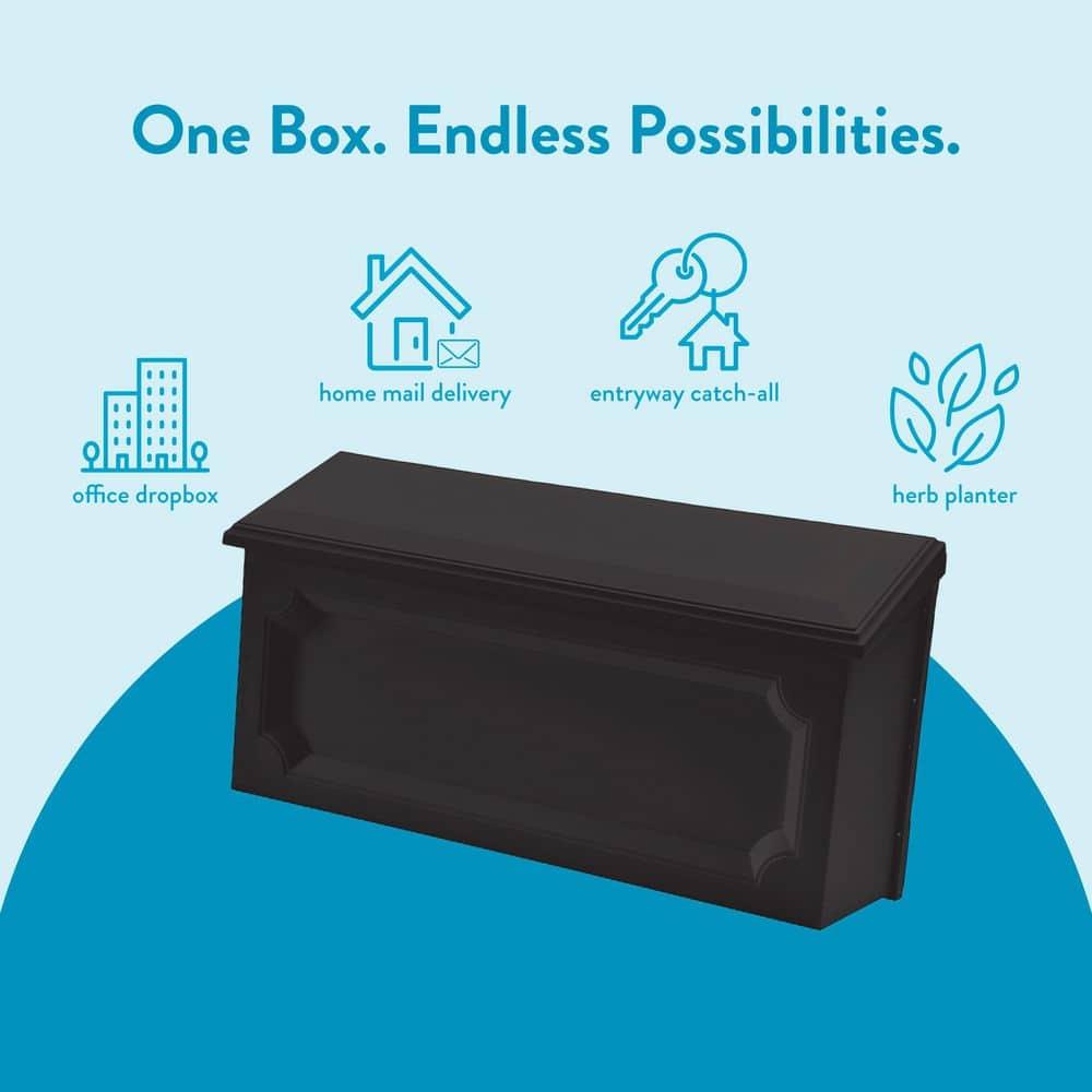 Gibraltar Mailboxes Windsor Medium Capacity Rust-Proof Plastic Black, Wall-Mount Mailbox, WMH00B04