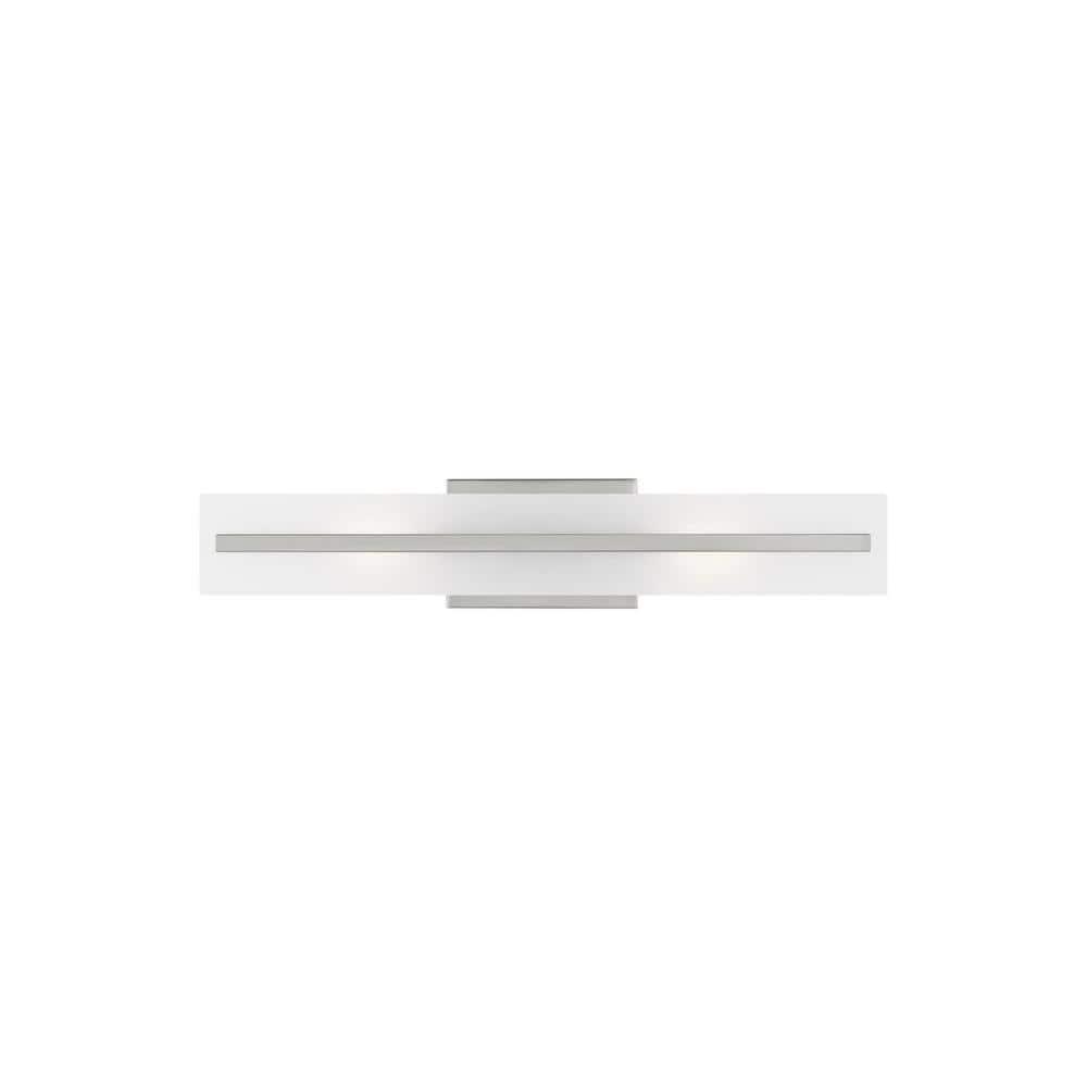 Modern Brushed Nickel 2-Light Bath Vanity with Satin Etched Glass