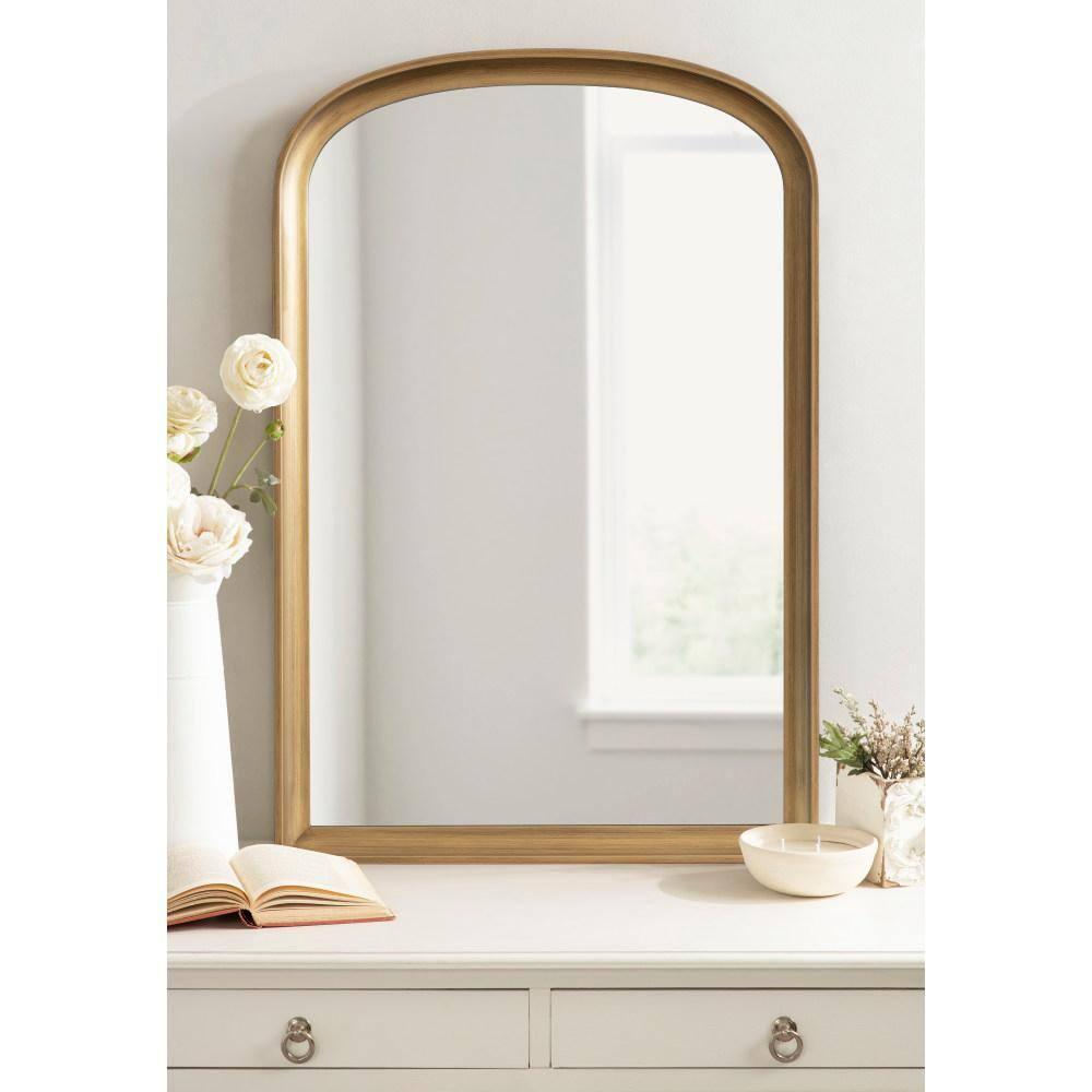 24"x36" Hatherleigh Basket Arch Wall Mirror Gold - Kate & Laurel All Things Decor: Durable Wooden Frame, No Assembly Required