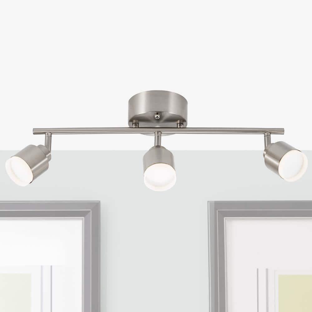 Hampton Bay 19 in. 3-Light Brushed Steel Integrated LED Track Lighting Kit