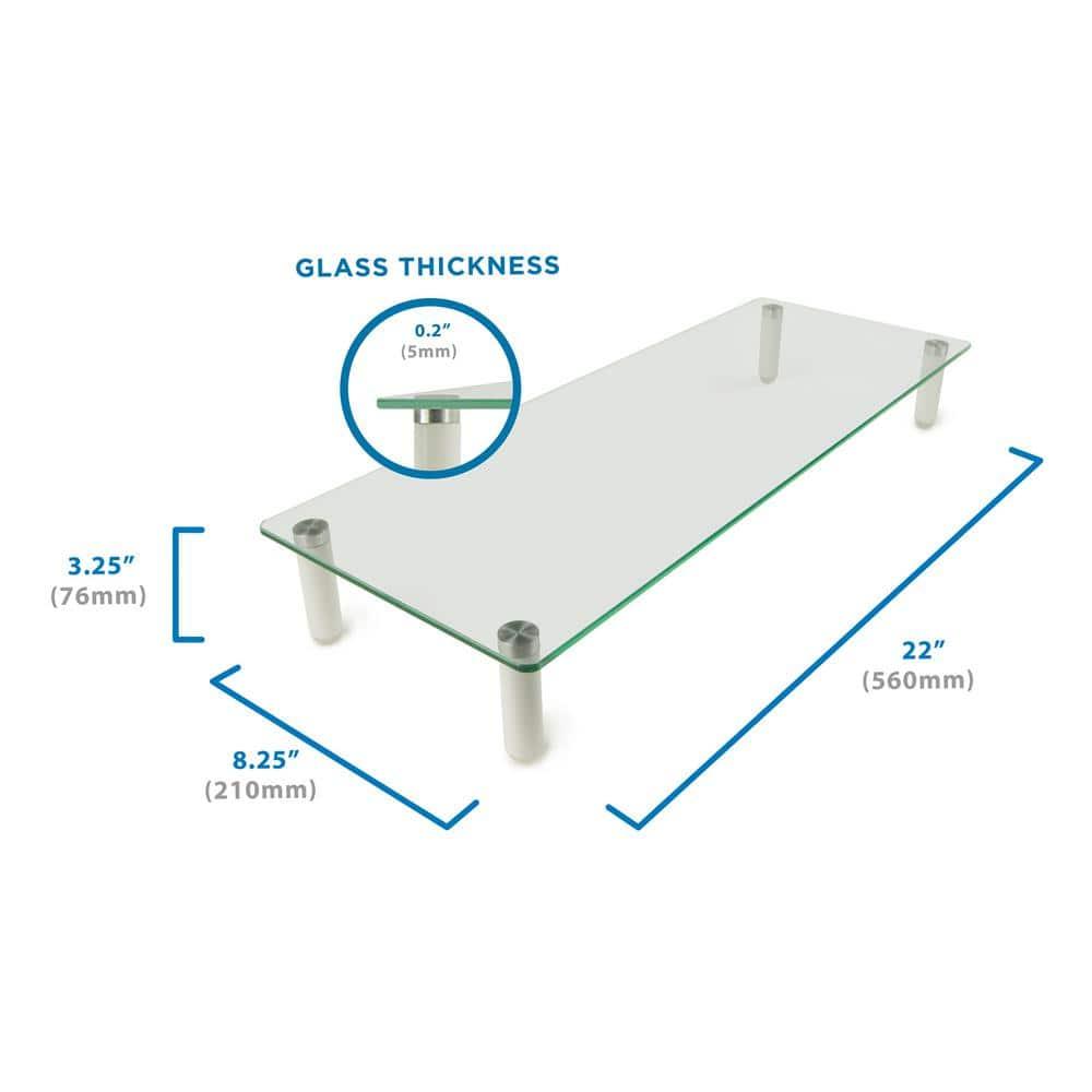 Mount-it Mount-It! Glass Computer Monitor Riser and Laptop Stand, 22 Inches Wide, 44 Lbs. Carrying Capacity