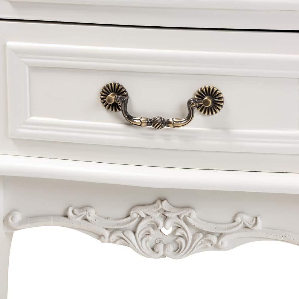 Gabrielle 2 Drawer Wood Nightstand White/Brass - Baxton Studio