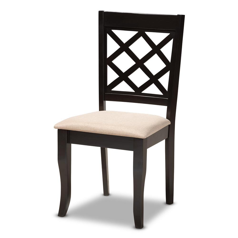 Set of 4 Jackson Dining Chair Sand/Espresso - Baxton Studio: Contemporary Cut-Out Back Design, Square Frame