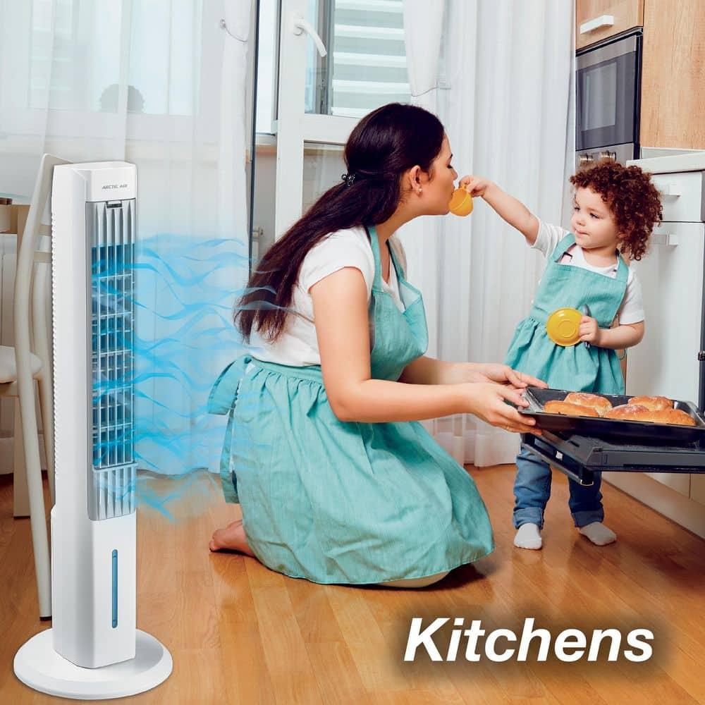 Arctic Air Tower +: Electric Portable Cooling Fan, Quiet Operation, 4 Speeds, Black, 103 CFM, No Assembly Required