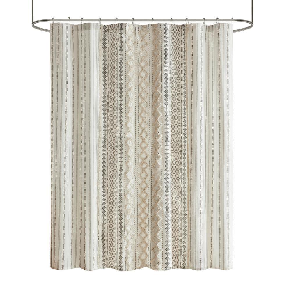INK+IVY Imani 100% Cotton Printed Shower Curtain with Chenille