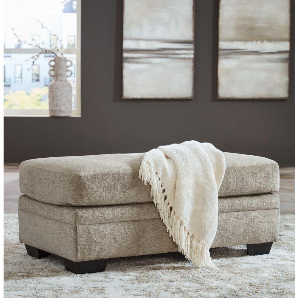 Signature Design by Ashley Stonemeade Upholstered Ottoman, Taupe Brown