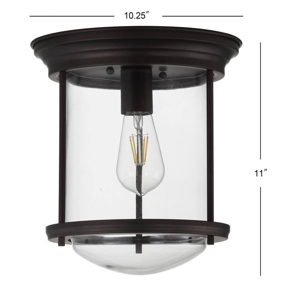 Savannah 10.25" Metal/Glass LED Flush Mount, Oil Rubbed Bronze