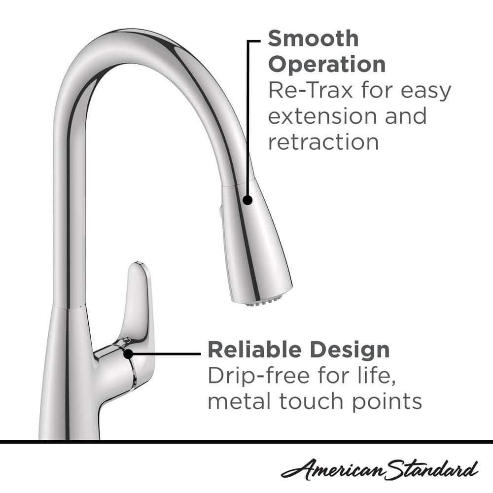 American Standard 7077.300 Colony Pro 1.5 GPM Single Hole Pull Down Kitchen Faucet -