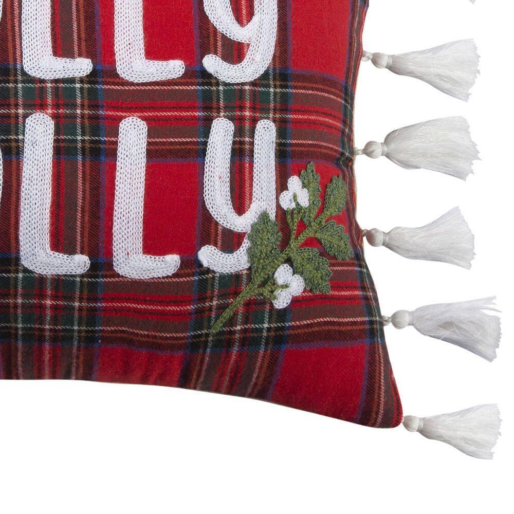 Thatch Home Spencer Plaid by Levtex Home - Decorative Pillow (14X18in.) - Holly Jolly - Red, White, Black, Green, Blue