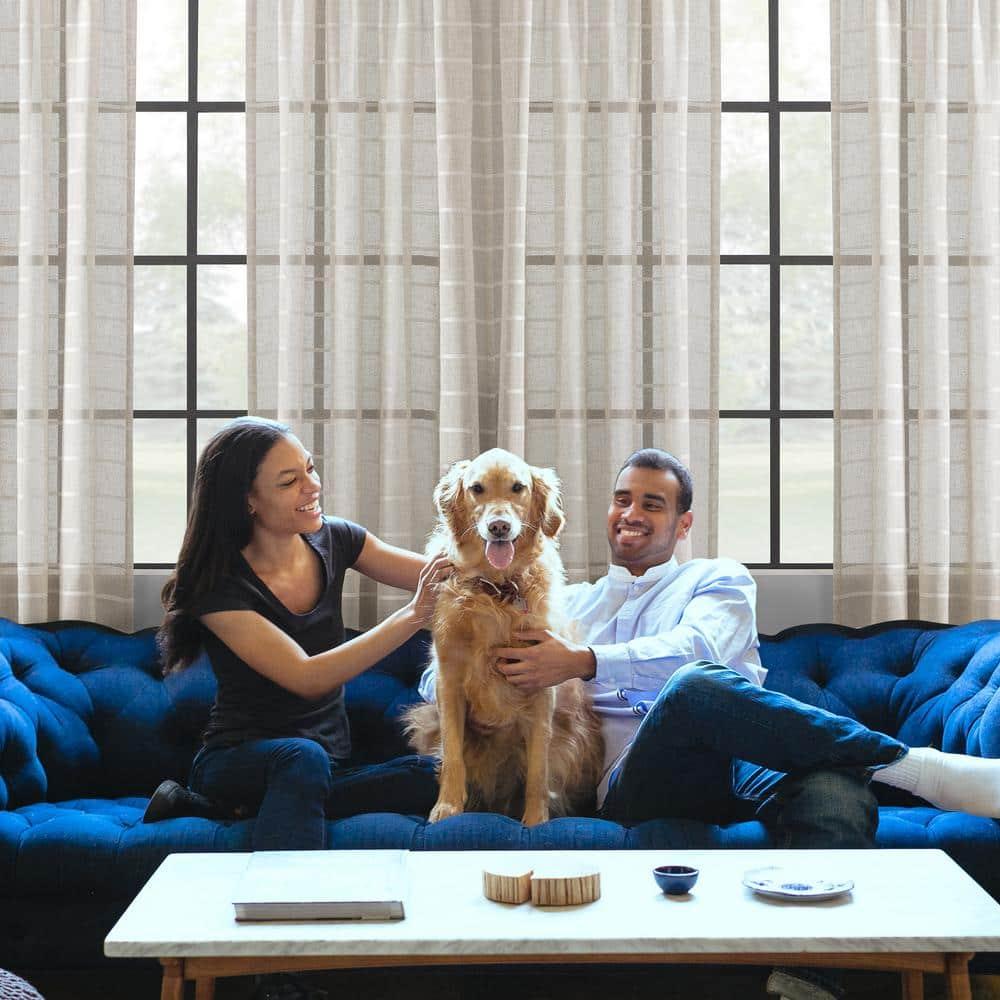 63"x52" Crushed Texture Anti-Dust Sheer Curtain Panel Celadon Green - Clean Window: Modern Linen Rod Pocket