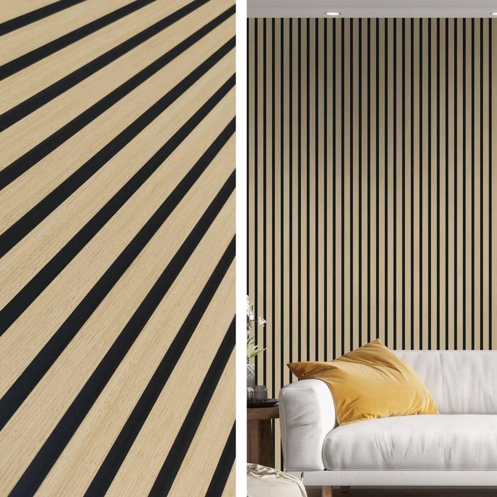 Sunwings 94.5'' L x 23.6'' W Acoustic Wood Slat Wall Paneling, 3D Decorative Shiplap Soundproof Panel (Set of 2)