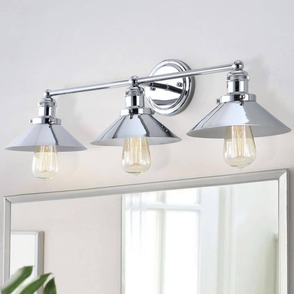 June 26.5 in. 3-Light Metal Chrome Vanity Light