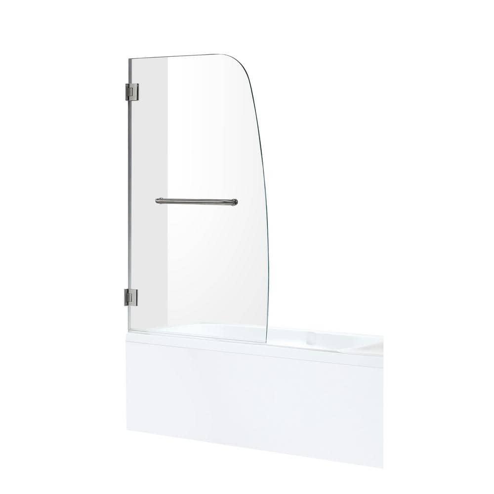 Vensea 31.5" W x 58" H Hinged Frameless Tub Door with Tsunami Guard