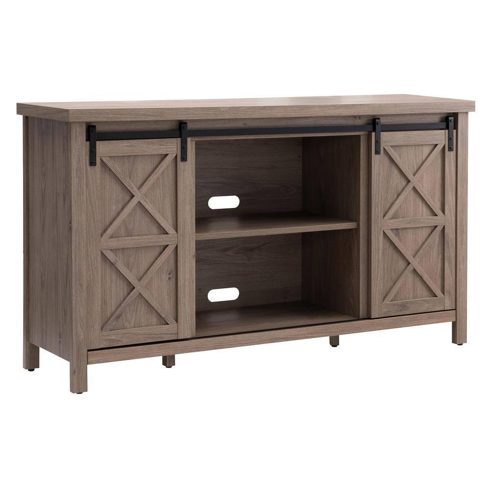 Evelyn&Zoe Elmwood Rectangular TV Stand for TV's up to 65", Antiqued Gray Oak