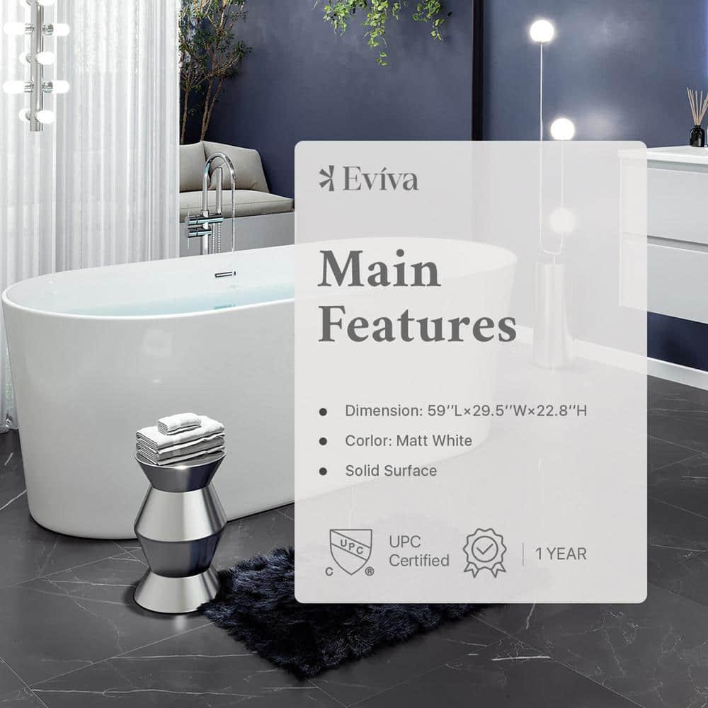 Rejoice 59'' x 29.5'' Freestanding Soaking Solid Surface Bathtub