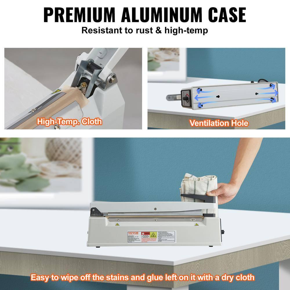 VEVOR VEVOR 12" Aluminum Hand Impulse Heat Sealer Machine Poly Plastic Bags Sealing