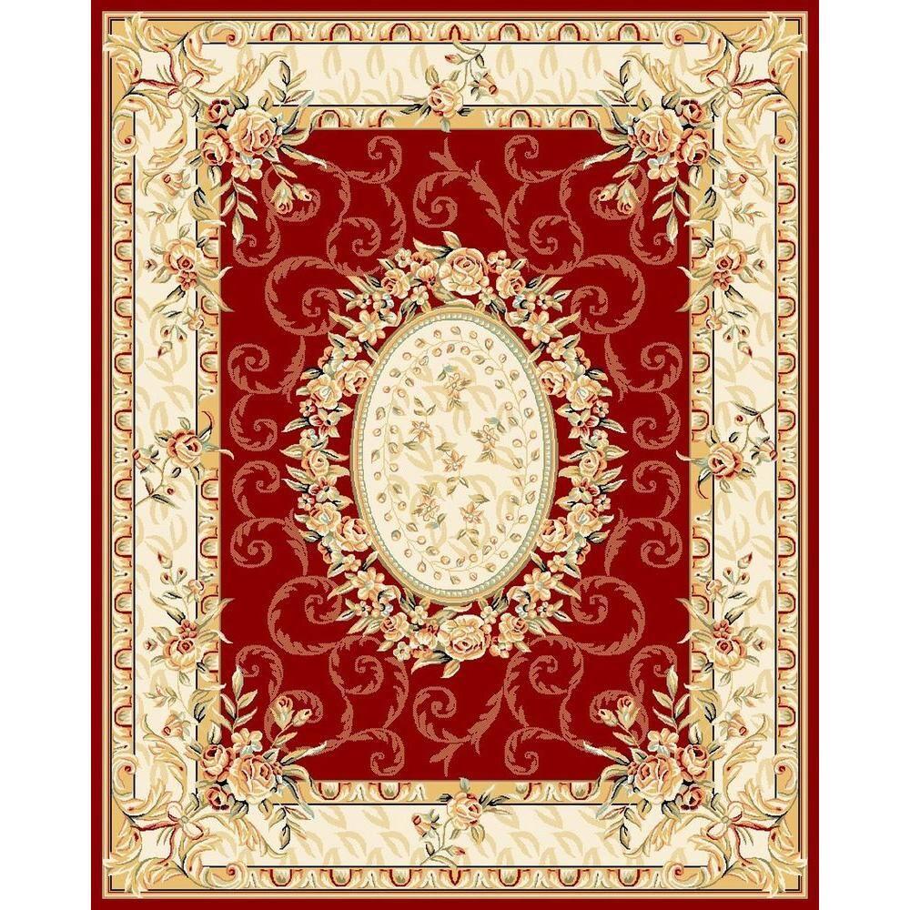 Lyndhurst LNH328 Power Loomed Area Rug - Red/Ivory - 8'x11' - Safavieh