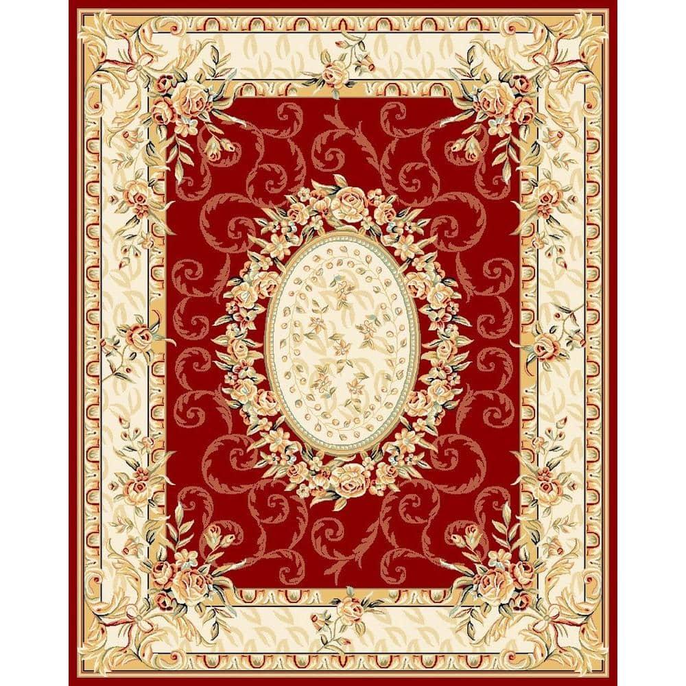 Lyndhurst LNH328 Power Loomed Area Rug - Red/Ivory - 9'x12' - Safavieh