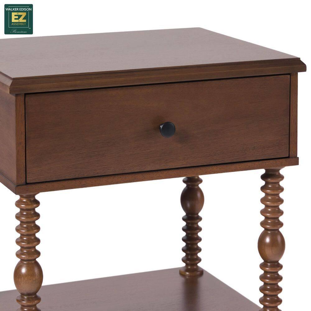 Vivienne Easy Assembly Solid Wood Spindle 1-Drawer Nightstand (Set of 2)