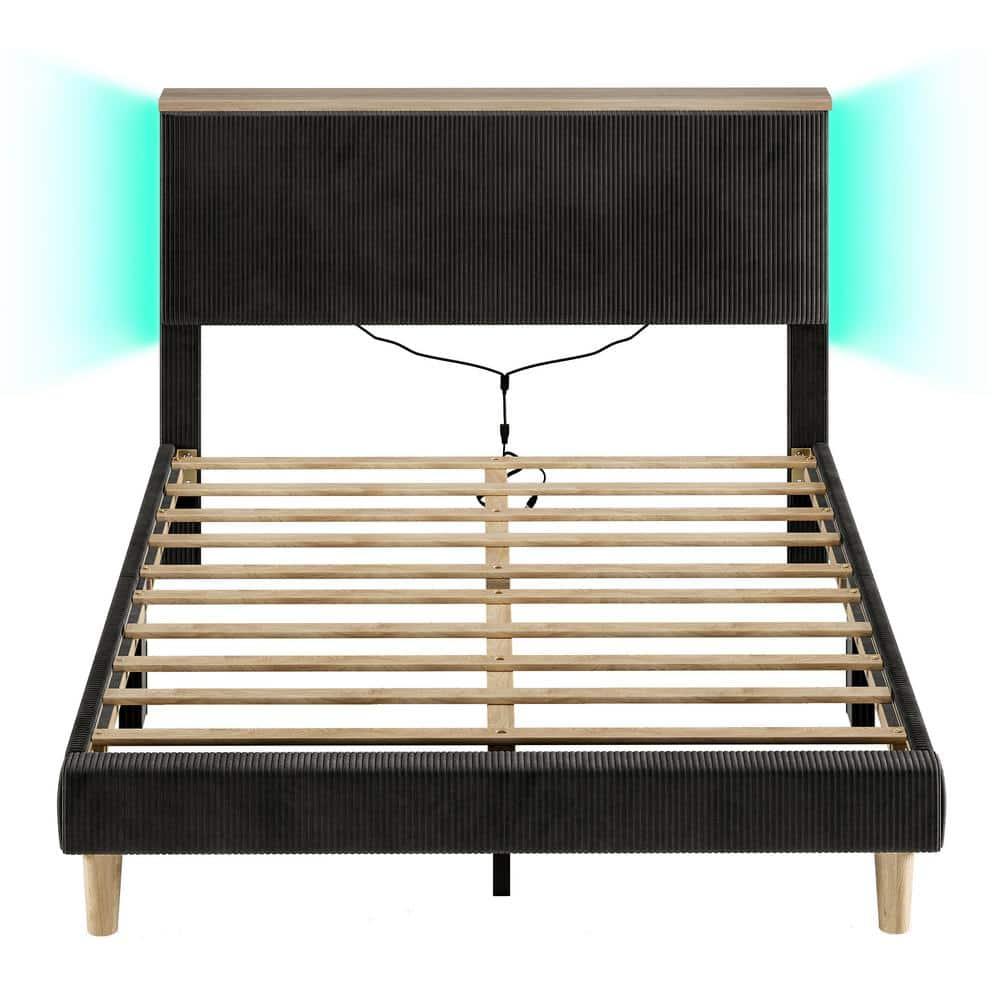 Bestier Queen Size Bed Frame with Headboard Black