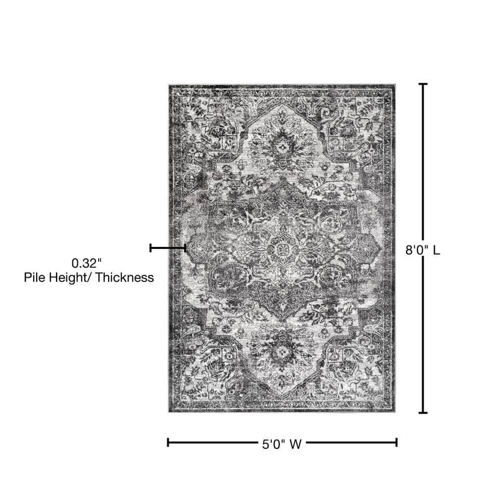 Nuloom Maryanne Geometric 5x8 Indoor Area Rug for Living Room Bedroom Dining Room Kitchen, Grey/Ivory