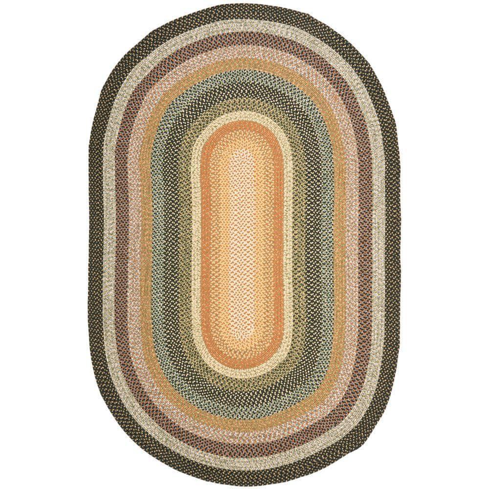 Braided BRD308 Hand Woven Area Rug - Multi - 4'x6' Oval - Safavieh.