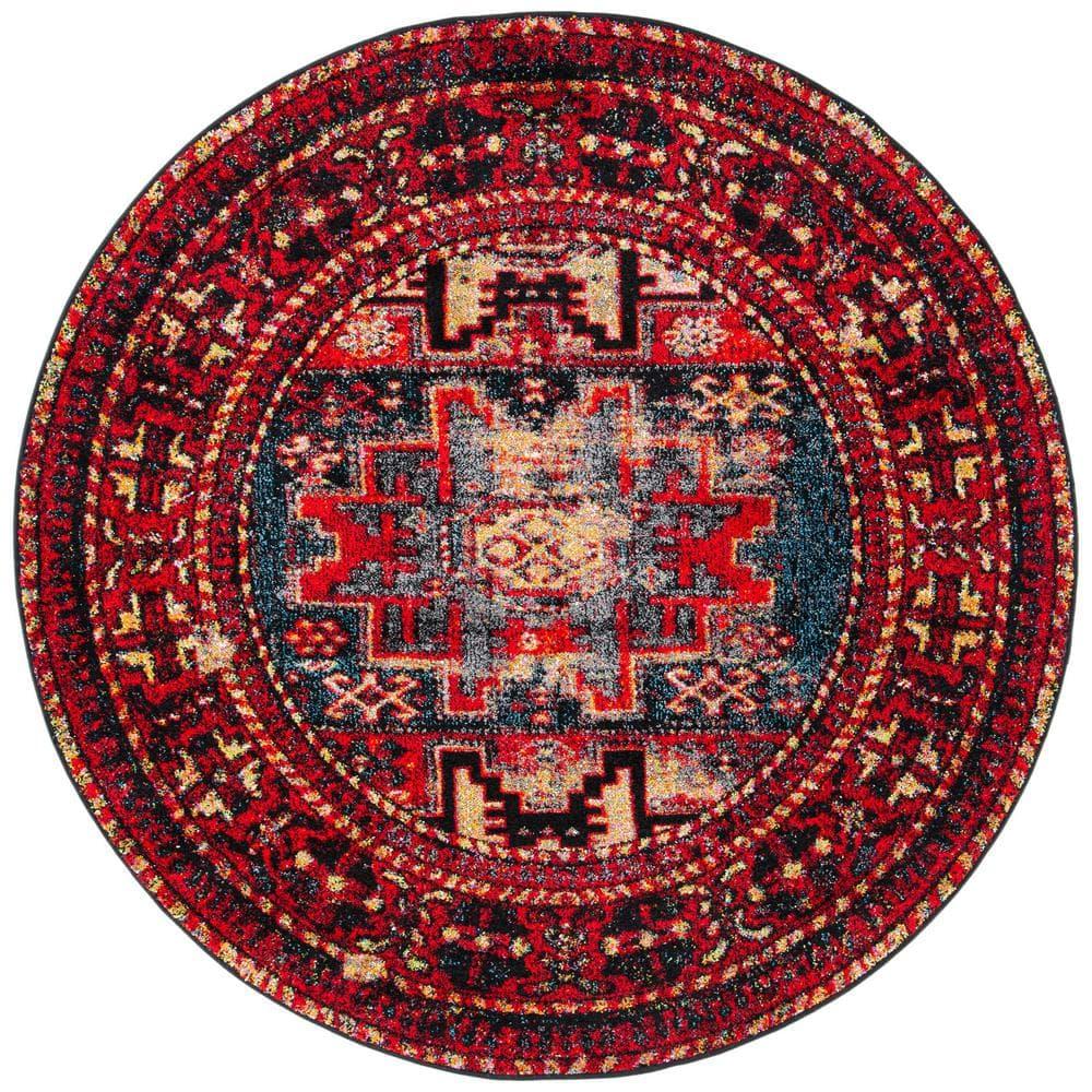 Vintage Hamadan VTH213 Power Loomed Area Rug - Red/Multi - 9' round - Safavieh.