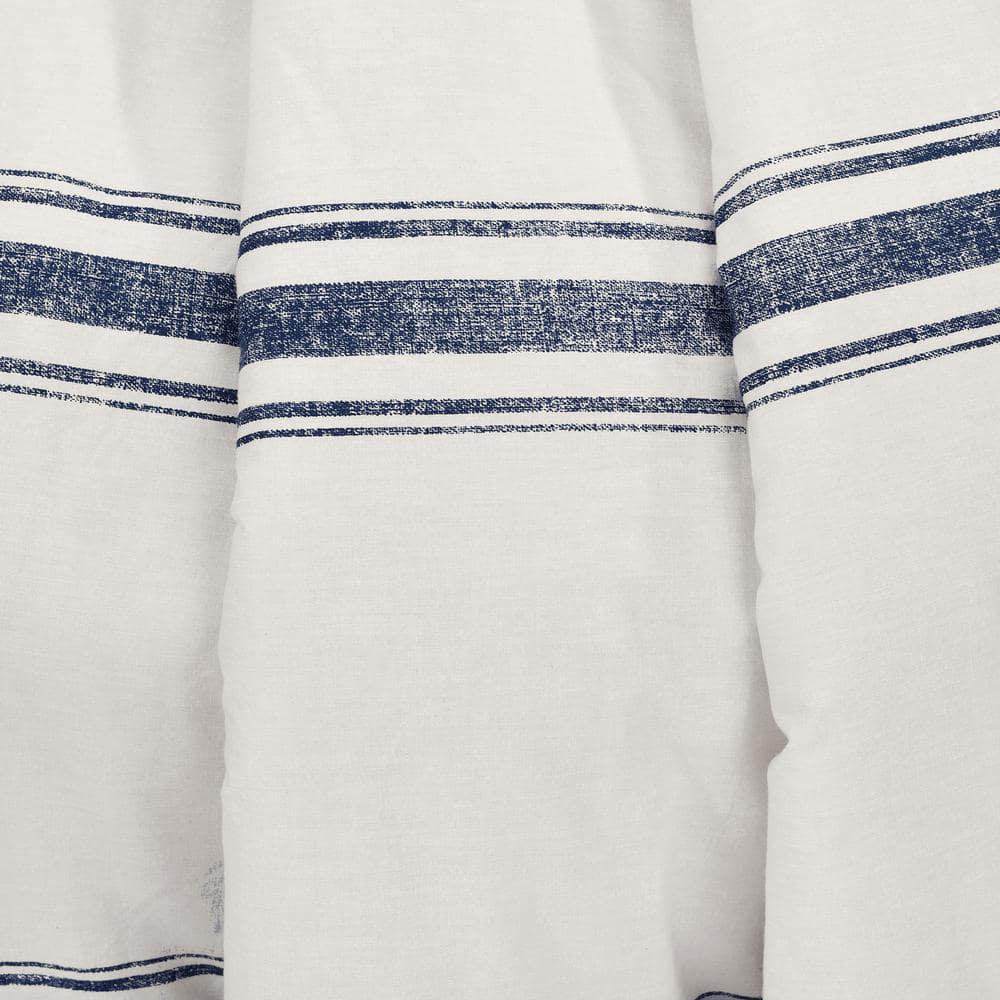50"x60" Farmhouse Striped Throw Blanket Navy - Lush Décor: Reversible, Cotton, Cozy