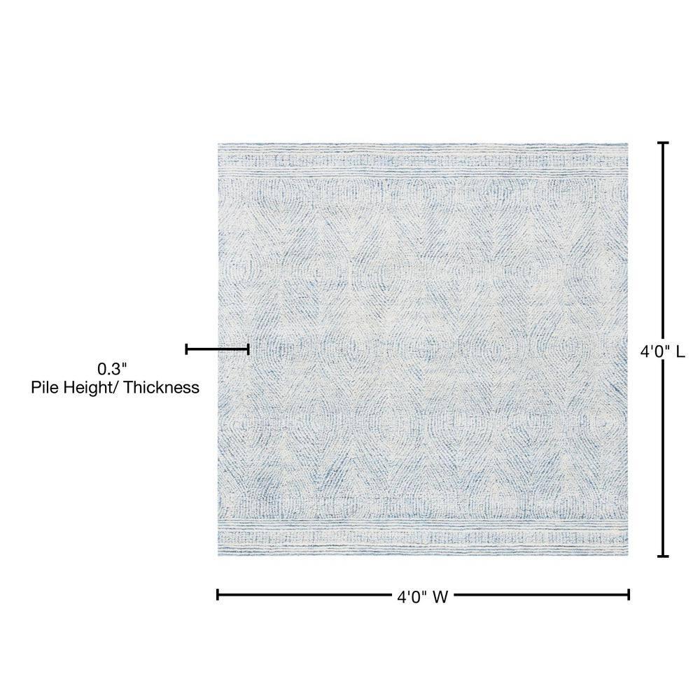 Abstract ABT340 Handmade Indoor Area Rug - Ivory/Blue - 4'x4' - Safavieh
