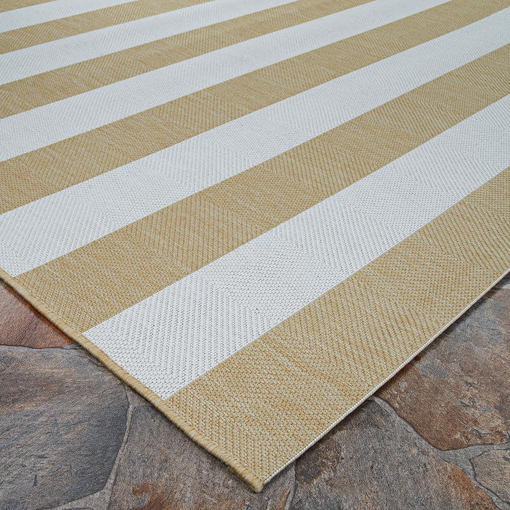 Couristan Afuera Yacht Club 2' x 3'7" Butterscotch and Ivory Stripe Outdoor Rectangle Rug