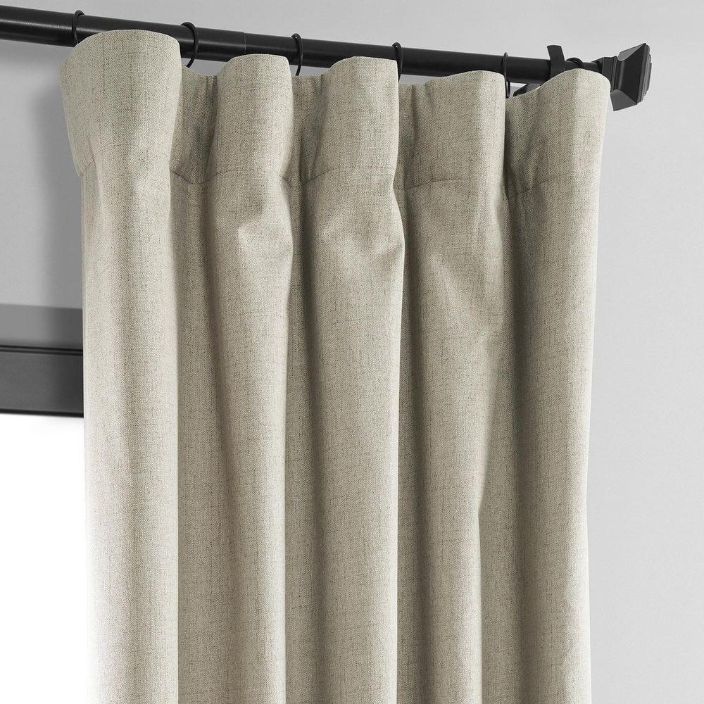 Light Tan Brown Vintage Thermal Cross Linen Weave Blackout Rod Pocket Curtain - 50 in. W x 120 in. L (1 Panel)