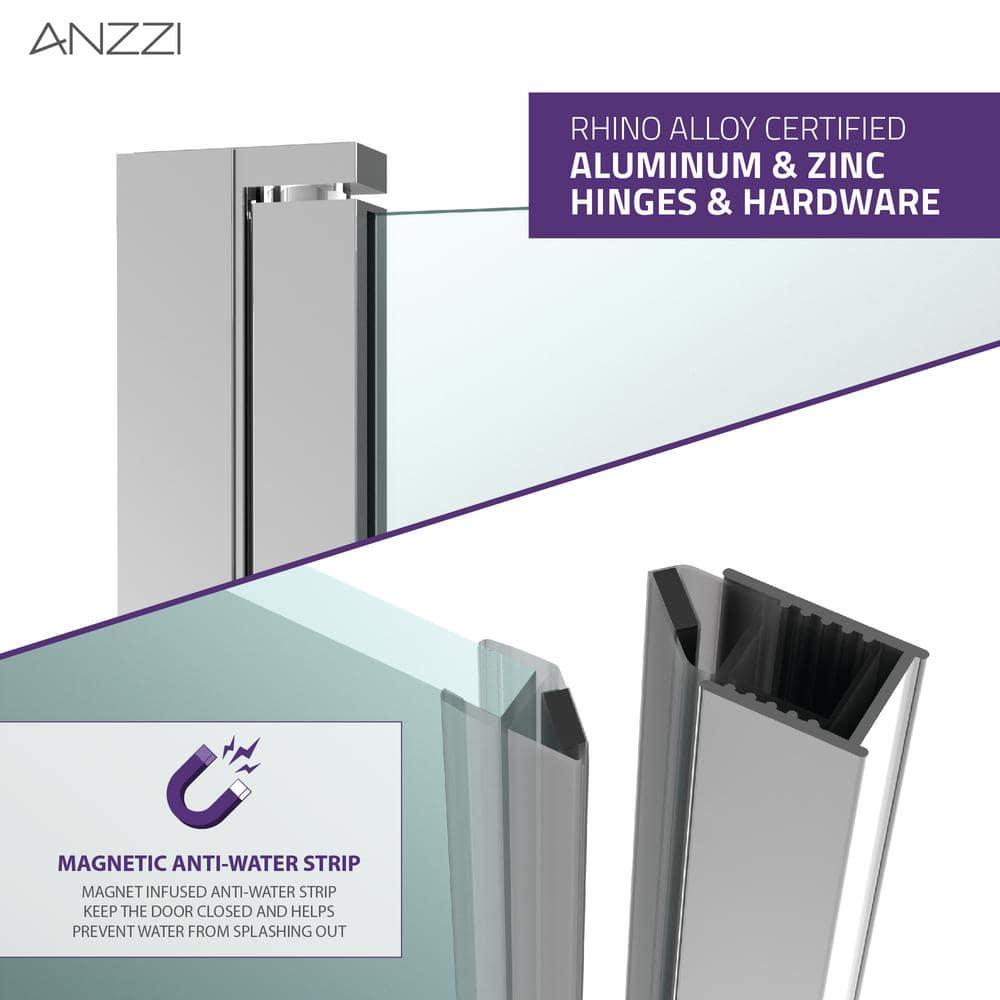 Lancer Series 29" W x 72" H Hinged Semi-Frameless Shower Door