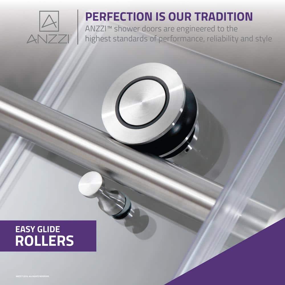 Raymore 59 - 60" W x 62" H Single Sliding Frameless Tub Door with Tsunami Guard