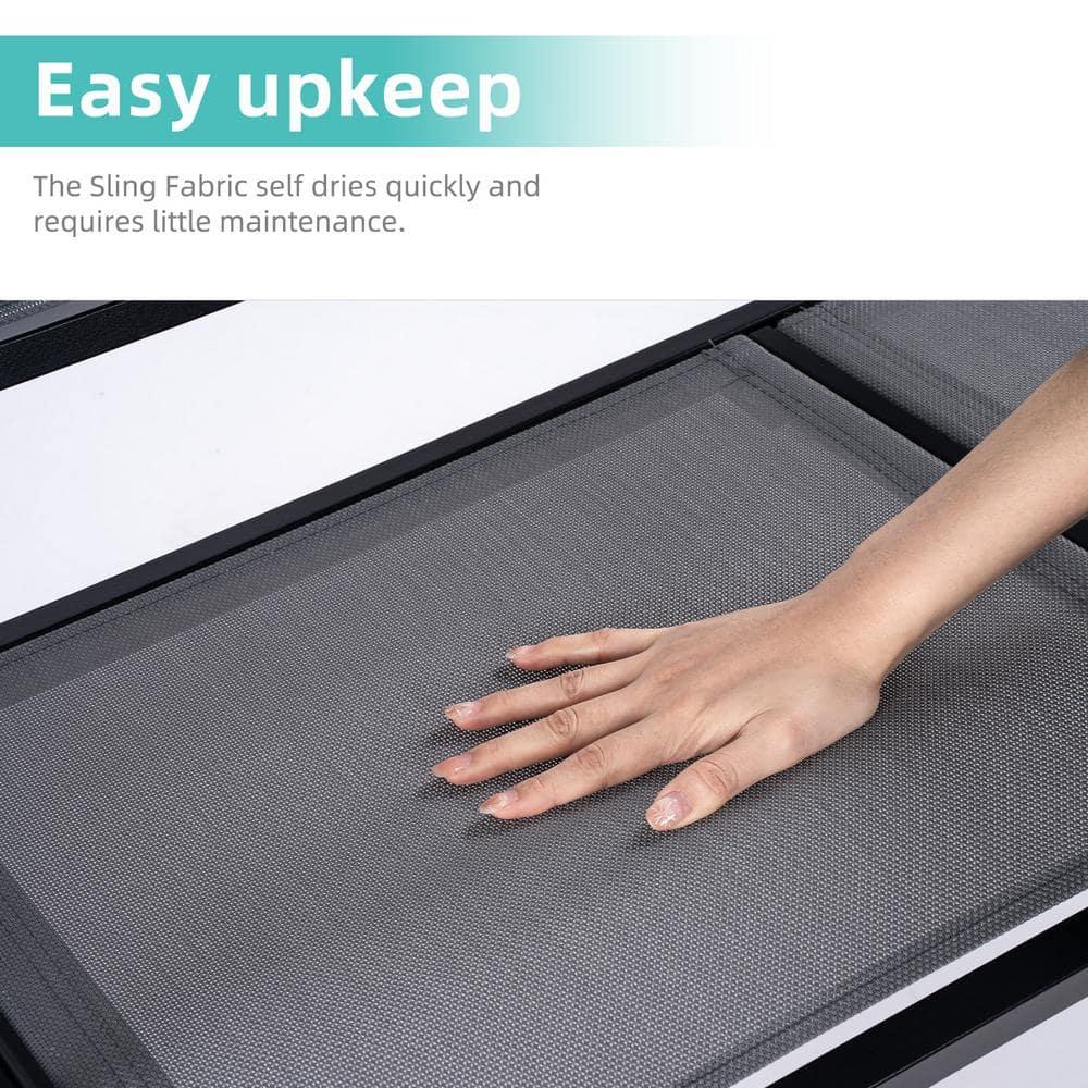 2 Person Patio Swing with Grey Sling Fabric and Black Metal Frame - 450 lbs Weight Capacity