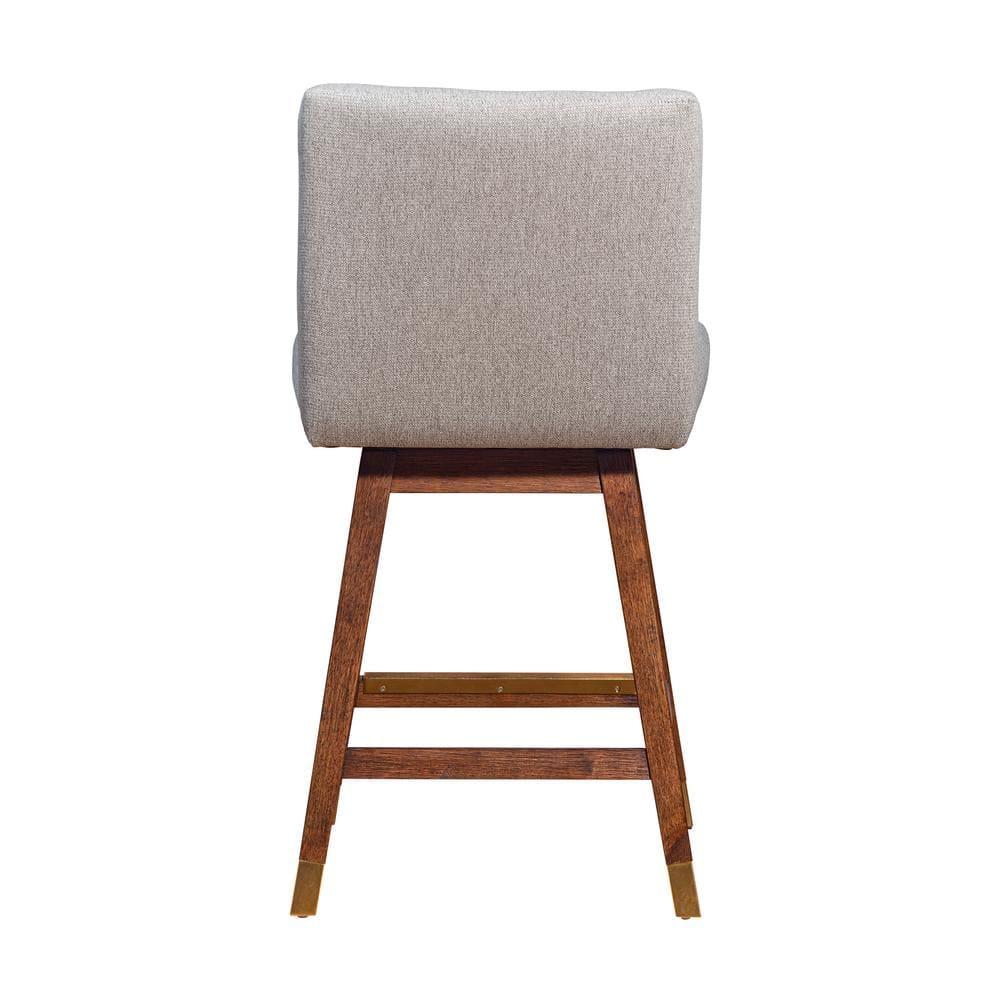 Armen Living Basila Wood Finish with Fabric Swivel Counter Height Barstool Brown Oak/Taupe