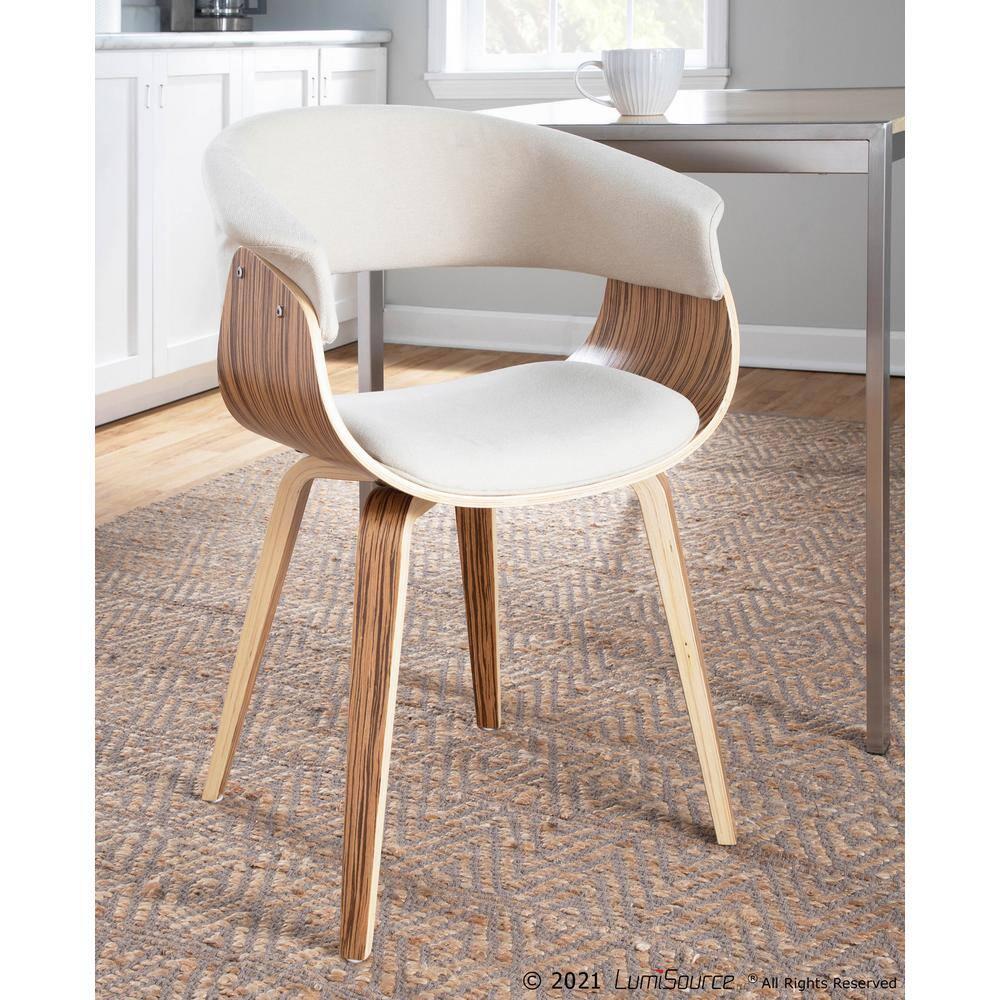 LumiSource Zebra Wood, Cream Fabric Vintage Mod Chair