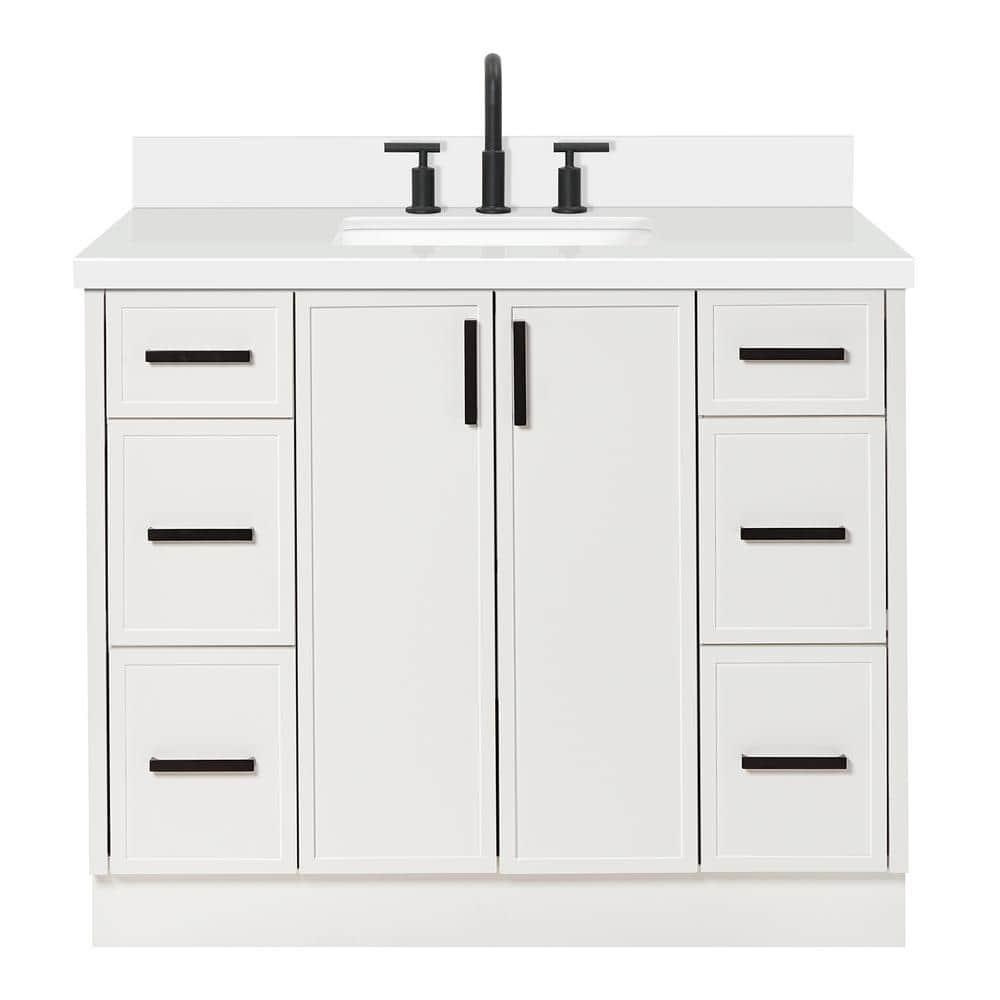 Ariel Kelly 43 Inch Single Rectangular Sink Bathroom Vanity With Quartz Countertop