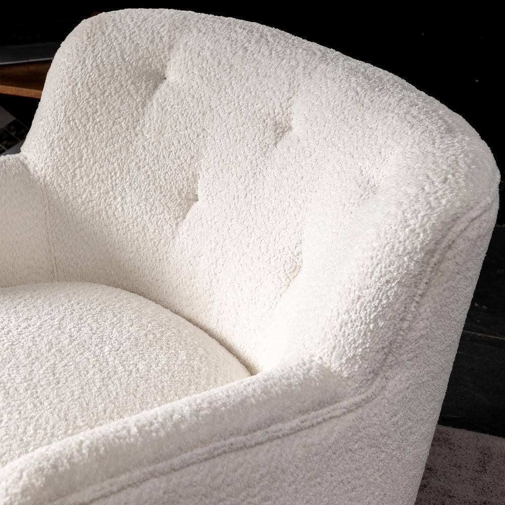 32" Wide Upholstered Swivel Armchair Cream - Kinwell: Rotating Base, No Assembly Required