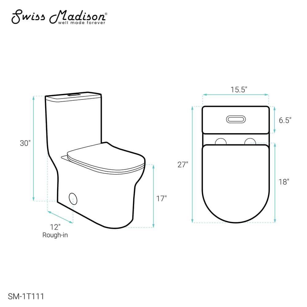 Burdon One-Piece Toilet Vortex Dual-Flush 1.1/1.6 gpf